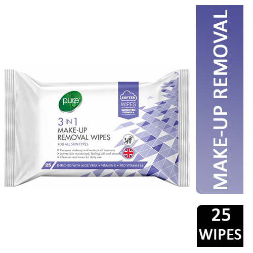 Pure 3 in 1 Make Up Removal Wipes 25s