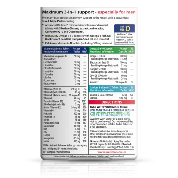 Wellman Max – 84 Tablets/Capsules – Abidol Pharmaceuticals Limited